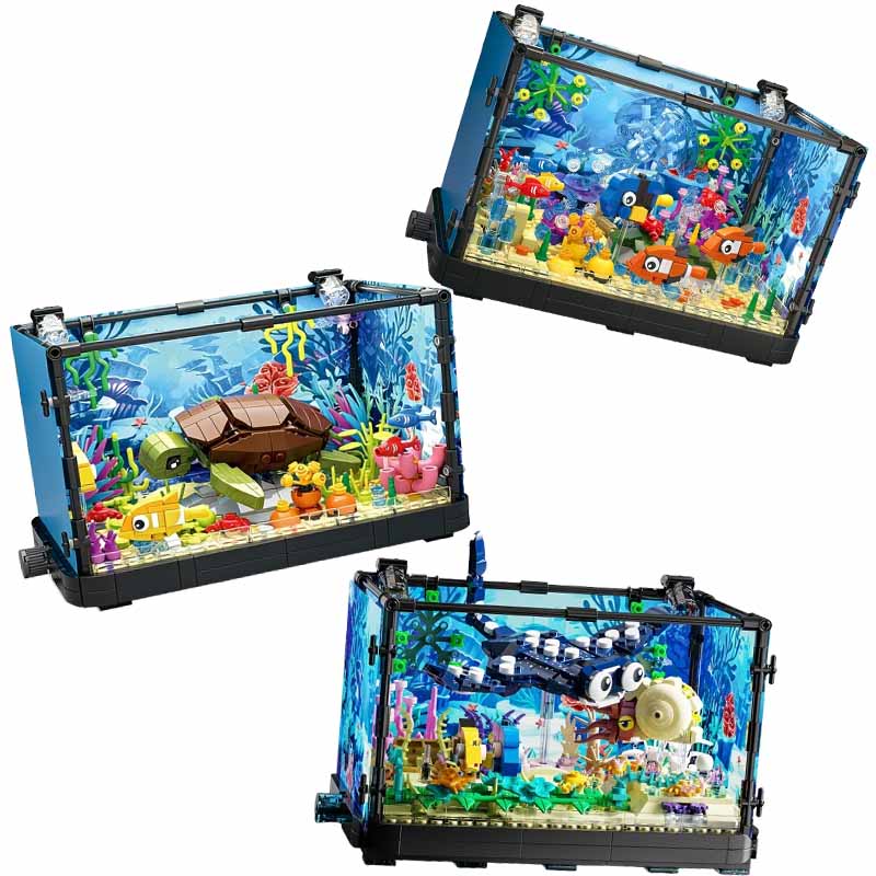 ชุดบล็อกตัวต่อตู้ปลาพร้อมไฟ，ตู - Marine Aquarium Cube บทวิจารณ์และราคา